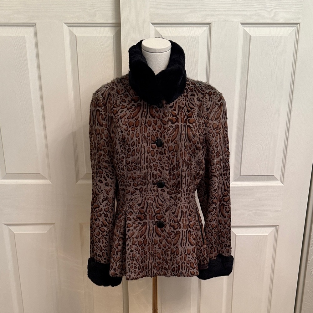 Leopard Print Faux Fur Jacket